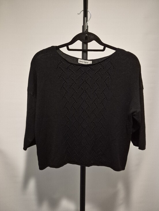 Grace Karin Sweaters - Grace Karin Boat Neck 3/4 Sleeve Lightweight Sweater, Black, Large, NWOT